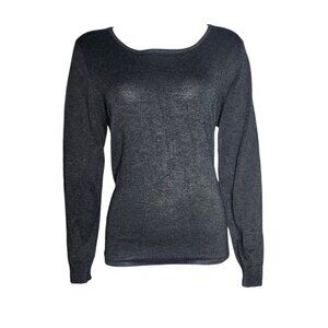 GNW Solid All Grey Gray White Layered Look Zip Back Top Womens Size L Large